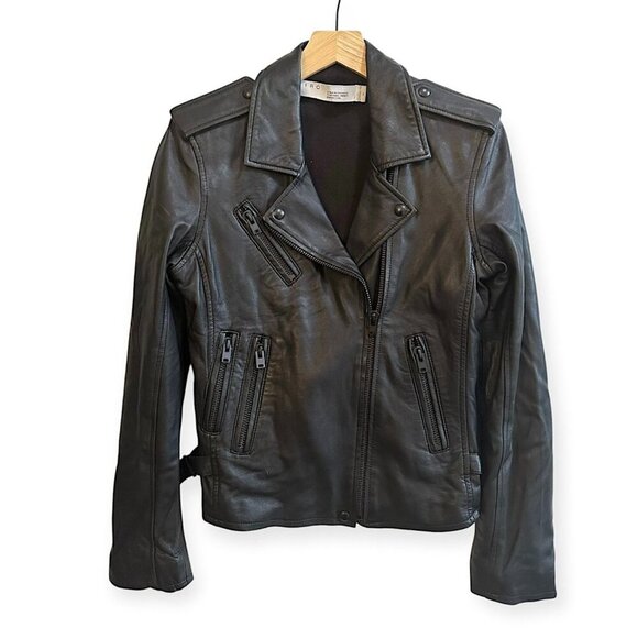 IRO Paris Newhan Lambskin Leather Jacket Black Size 42 FR, Retail $1,345 - Picture 2 of 16